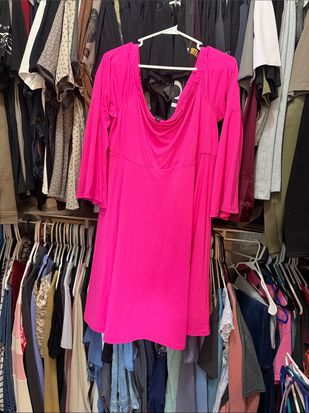 Torrid Hot Pink Off Shoulder Dress
